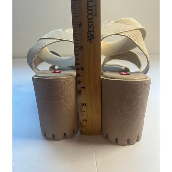 UNIONBAY Lucca Beige Elastic Straps Platform Lug Sole Platform Sandals Size 8 - Picture 8 of 11